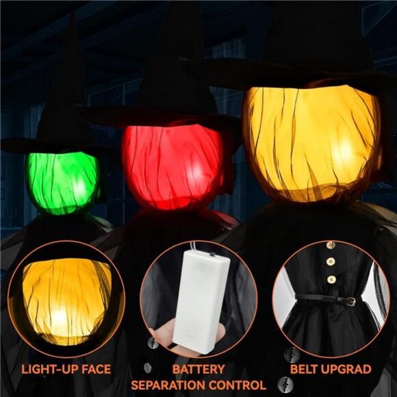 Halloween Decorations Outdoor, 4.9 FT Set of 3 Witches Holding Hands - Picture 3 of 8